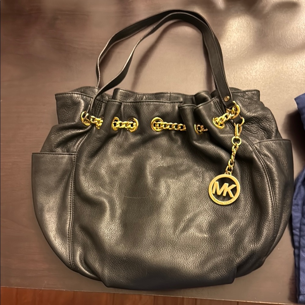 Michael Kors Black Leather Tote Bag with dust bag included